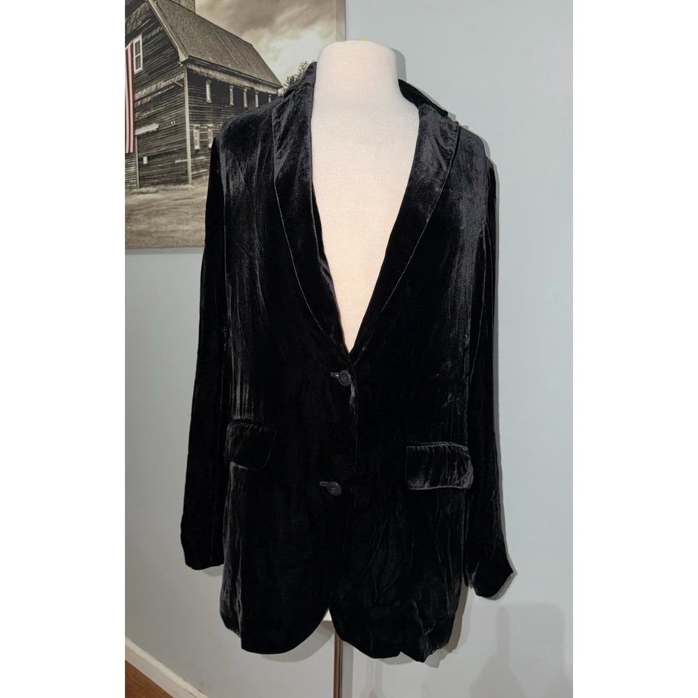 VINCE black velvet velour two button jacket blazer viscose‎ silk blend womens 10